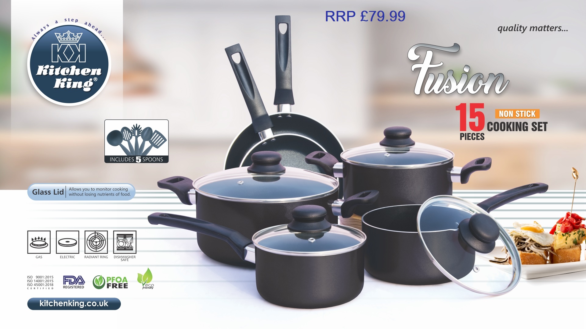 Kitchen King Fusion Set (Black) 15 Pieces